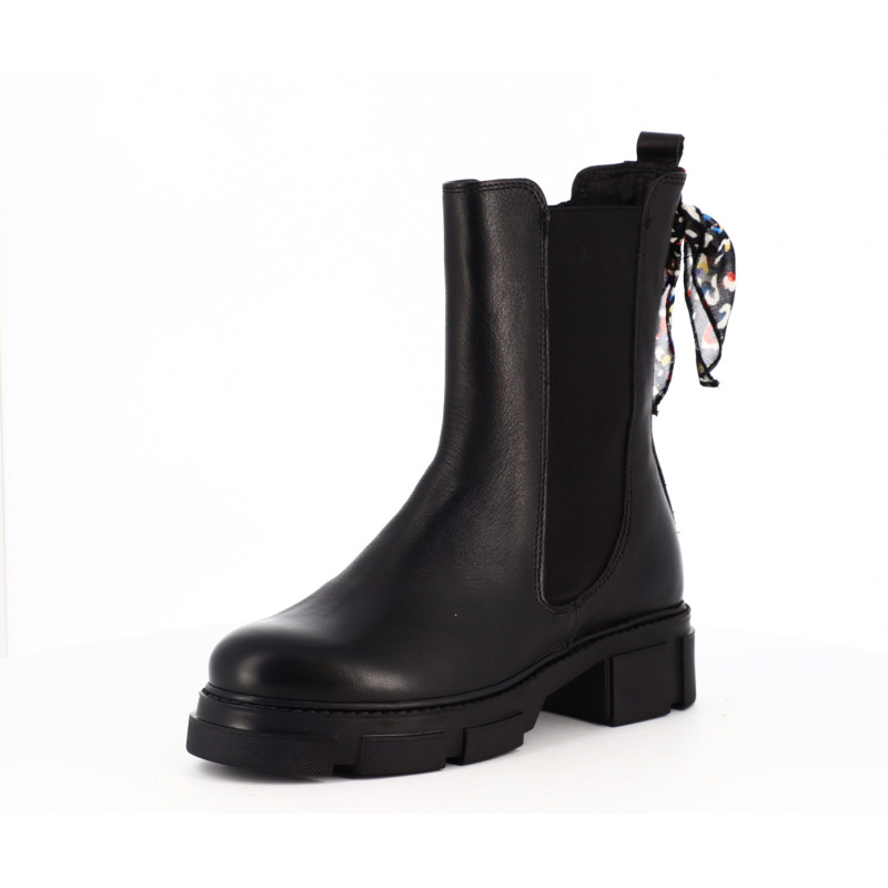 Bottine Goodstep noir en cuir avec ruban à l'arrière