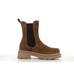 bottine marron en cuir