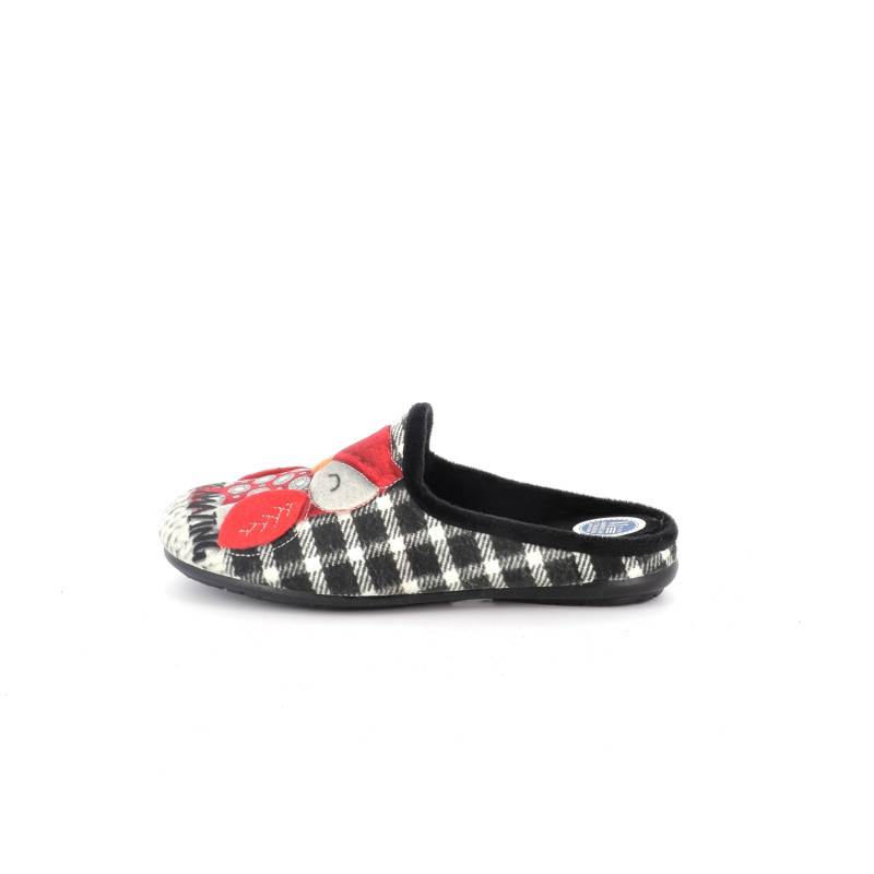 Chausson noir mule à motif