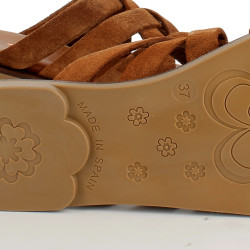 sandales marrons en cuir daim