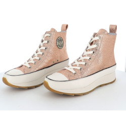 Basket montante Rosemetal rose en cuir