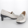 mocassins en cuir argentés