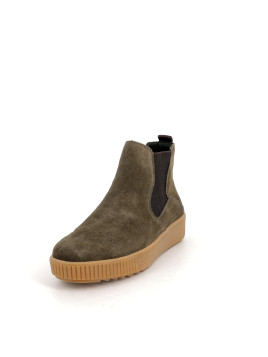 Bottine vert kaki en cuir