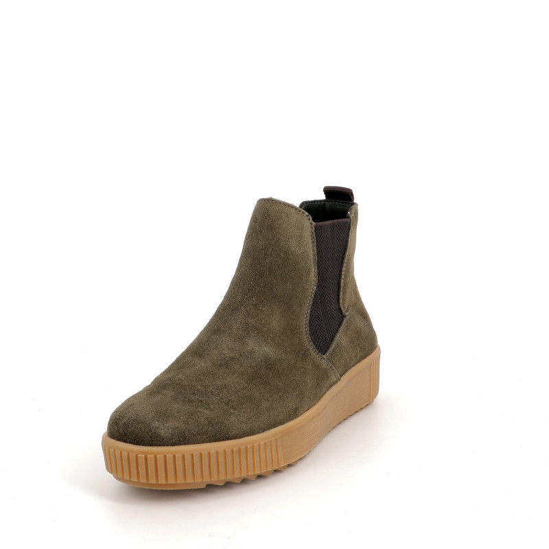 Bottine vert kaki en cuir