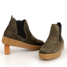 Bottine vert kaki en cuir