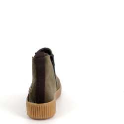 Bottine vert kaki en cuir