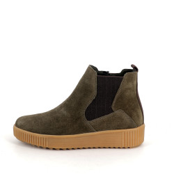 Bottine vert kaki en cuir