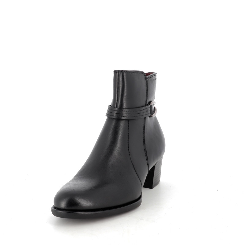 bottines noires en cuir et synthétique Tamaris