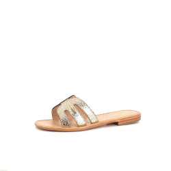 Mules en cuir or Les Tropéziennes