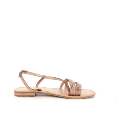 Sandales en cuir or rose Les Tropéziennes