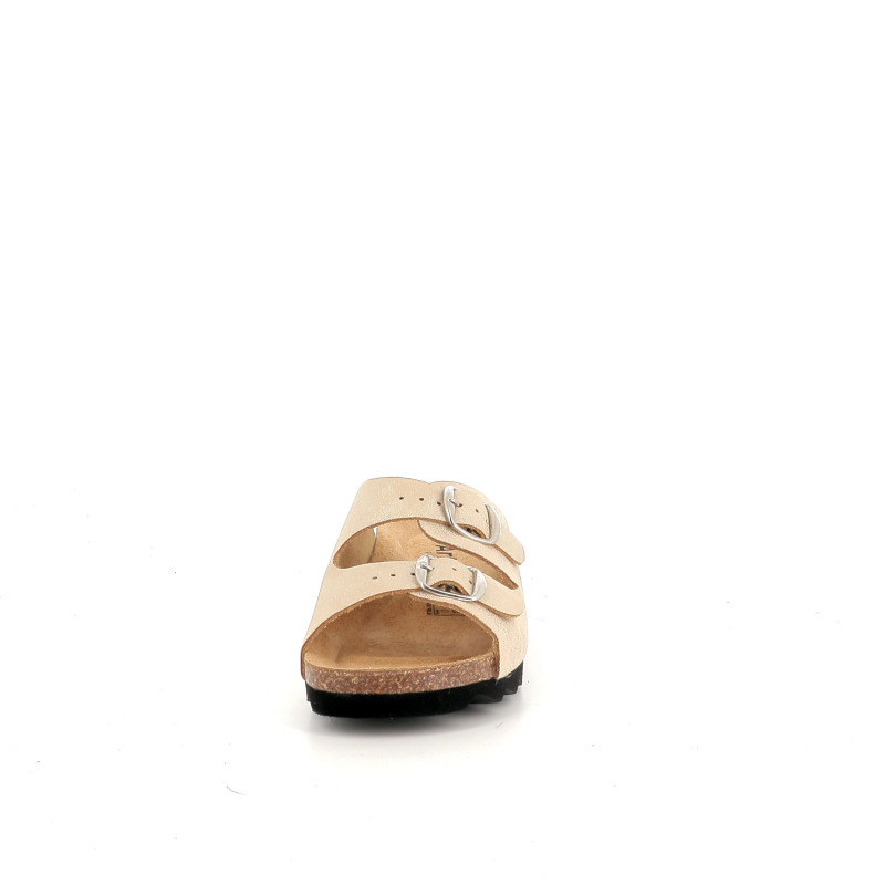 Mules en cuir beige doré Artika