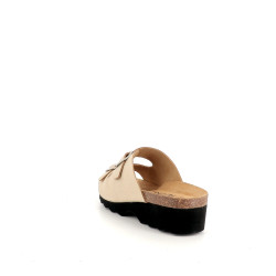 Mules en cuir beige doré Artika