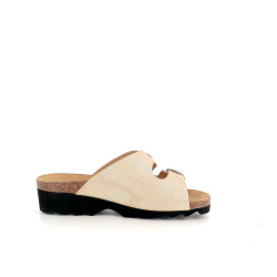 Mules en cuir beige doré Artika