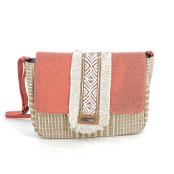 Sac bandoulière en coton corail Les Tropéziennes