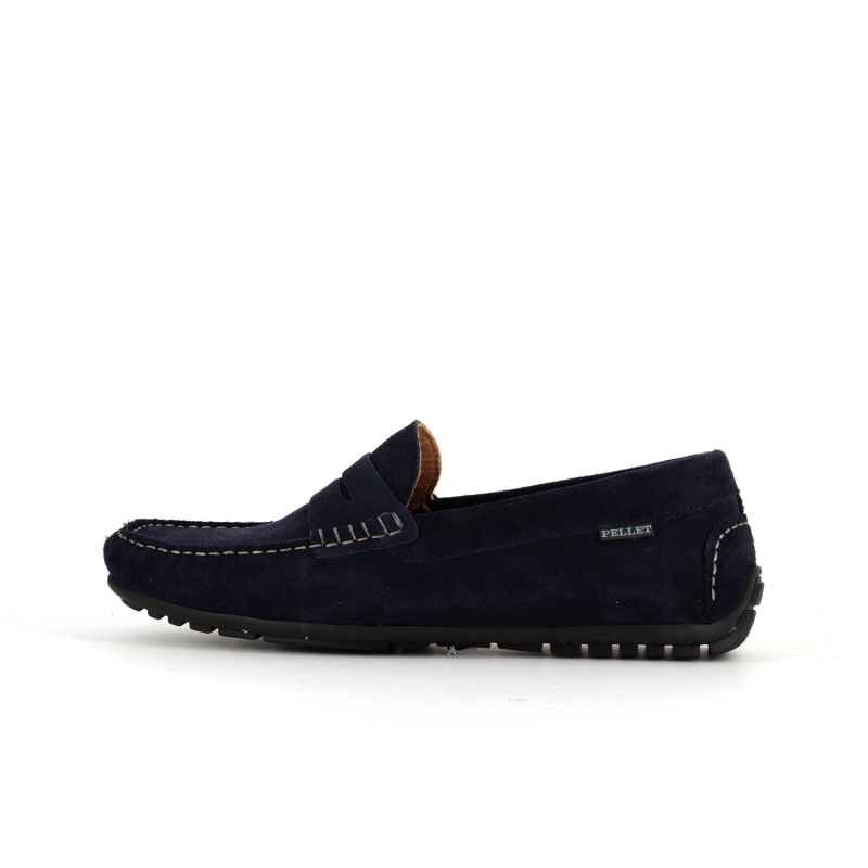 mocassin bleu en cuir