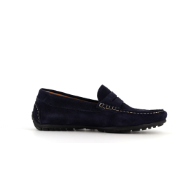 mocassin bleu en cuir