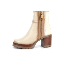 Boots en cuir crème à talons Dorking by Fluchos