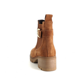 Boots à talons en cuir marron Tamaris