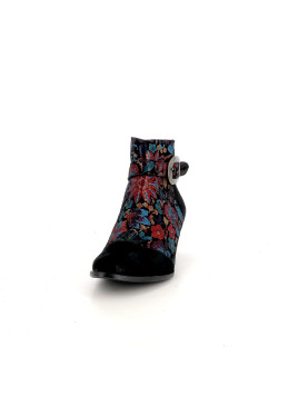 Bottines à talons en cuir noir Géo Reino