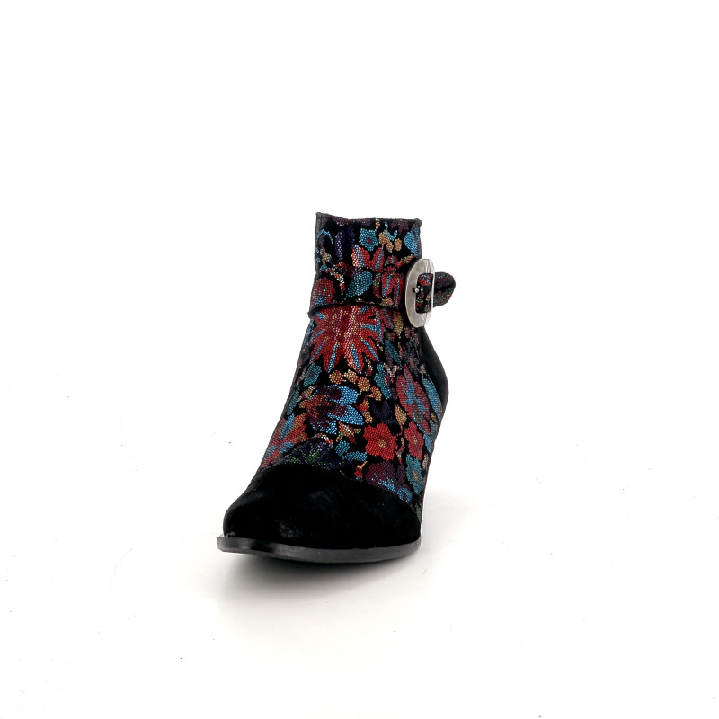 Bottines à talons en cuir noir Géo Reino