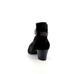 Bottines à talons en cuir noir Géo Reino