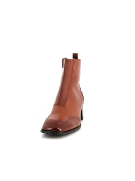 Bottines à talons en cuir marron Fugitive