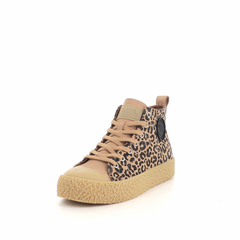 Chaussures Montantes En Cuir Motif Léopard Palladium