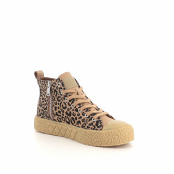 Chaussures Montantes En Cuir Motif Léopard Palladium