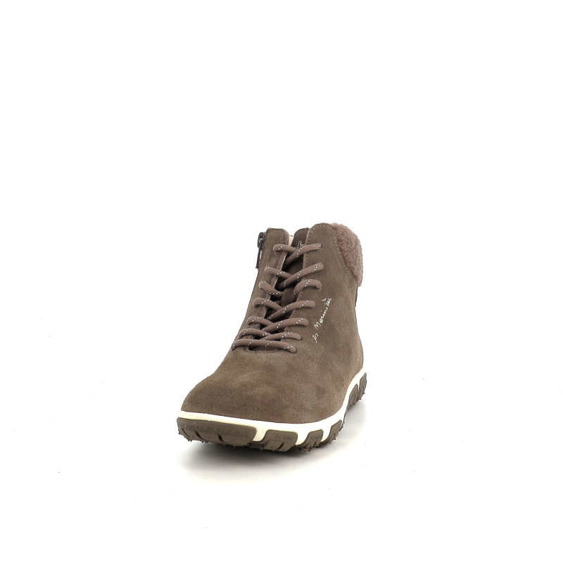Baskets montantes en cuir taupe TBS