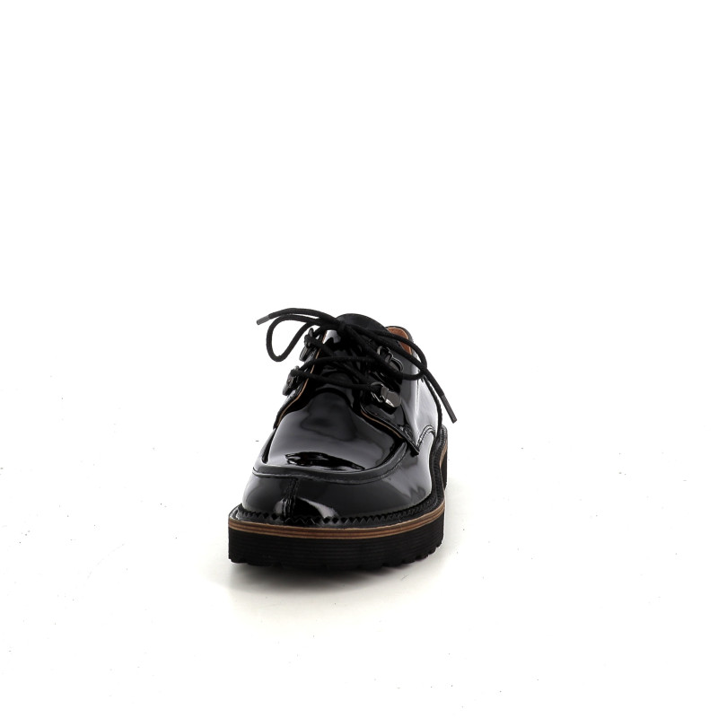 Derbys en cuir noir vernis Emilie Karston