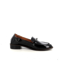 Mocassins en cuir vernis noir Mam'Zelle