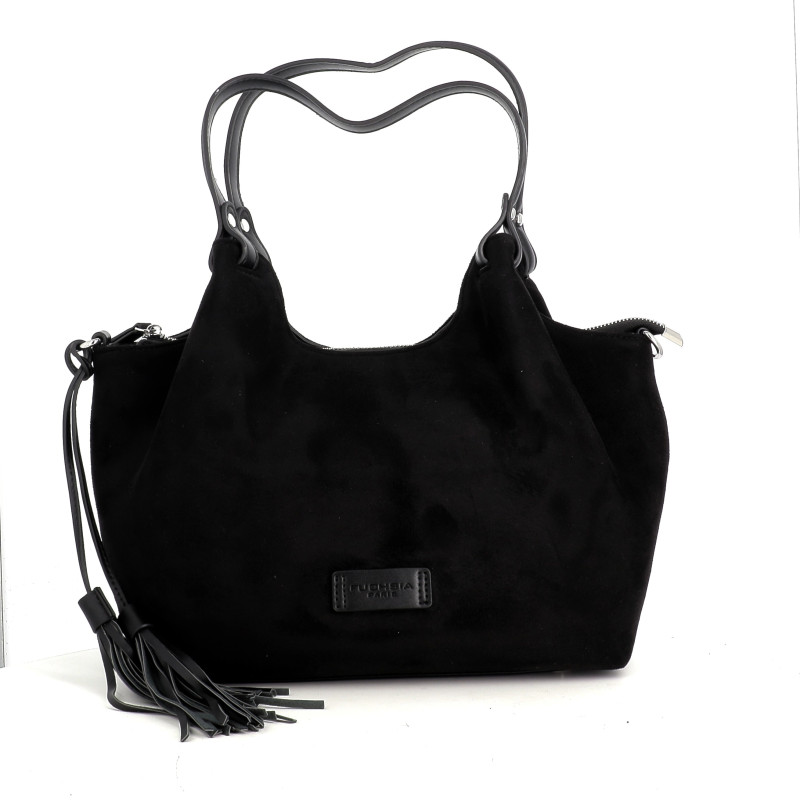 Sac en main noir Fuchsia