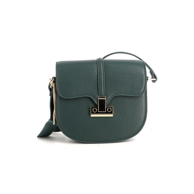Sac bandoulière en cuir vert sapin Fuchsia