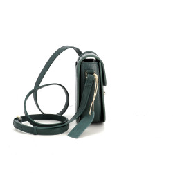 Sac bandoulière en cuir vert sapin Fuchsia