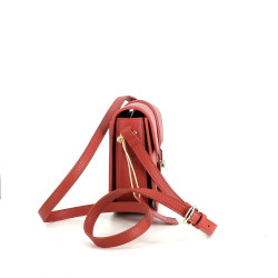 Sac bandoulière en cuir orange brique Fuchsia