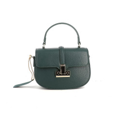 Sac porté main en cuir vert sapin Fuchsia
