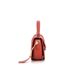 Sac porté main en cuir orange brique Fuchsia