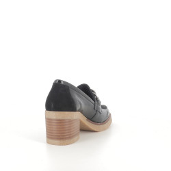 Mocassins en cuir noir à talons Dorking