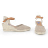Nu-pieds compensé beige en cuir