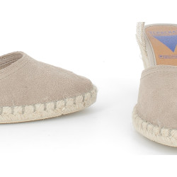 Nu-pieds compensé beige en cuir