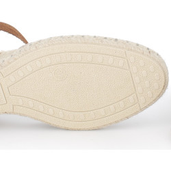 Nu-pieds compensé beige en cuir