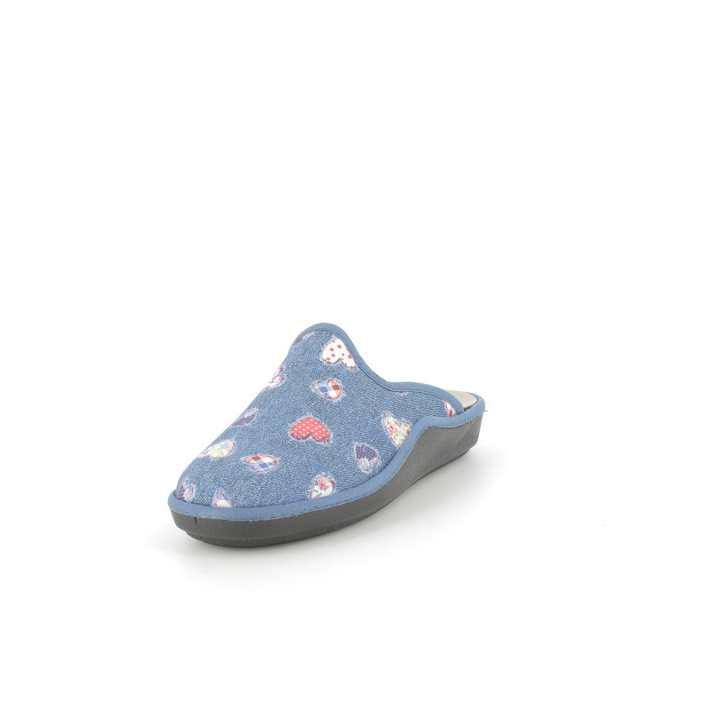 chausson semelflex en textile bleu à motifs