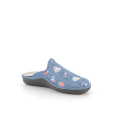 chausson semelflex en textile bleu à motifs