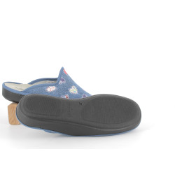 chausson semelflex en textile bleu à motifs