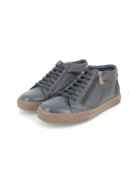 Basket montante bleu marine en cuir