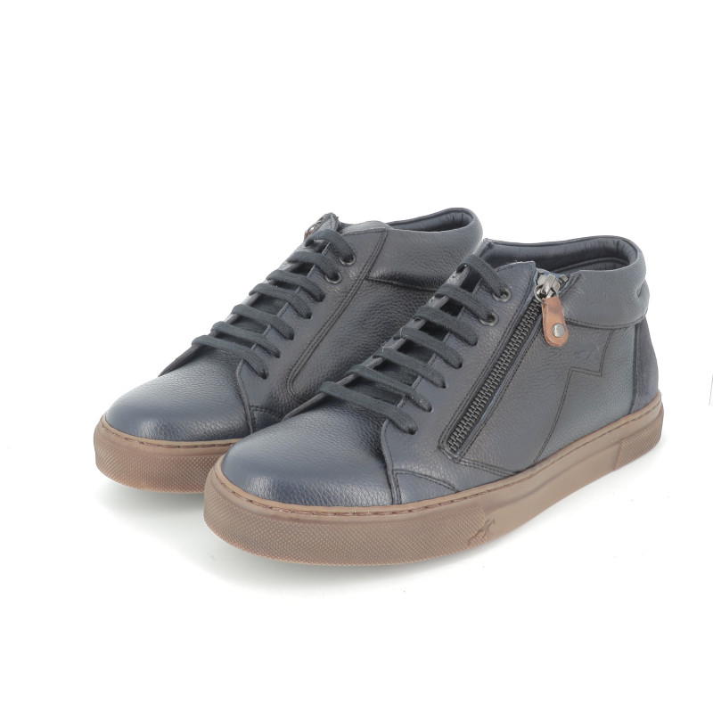 Basket montante bleu marine en cuir