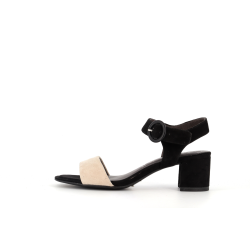 talon ouvert en cuir noir