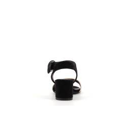talon ouvert en cuir noir