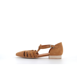 chaussure ouvert en cuir marron