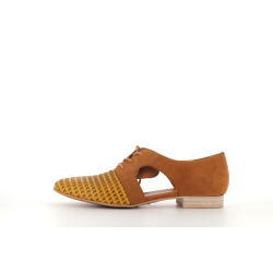 derby ouvert jaune en cuir